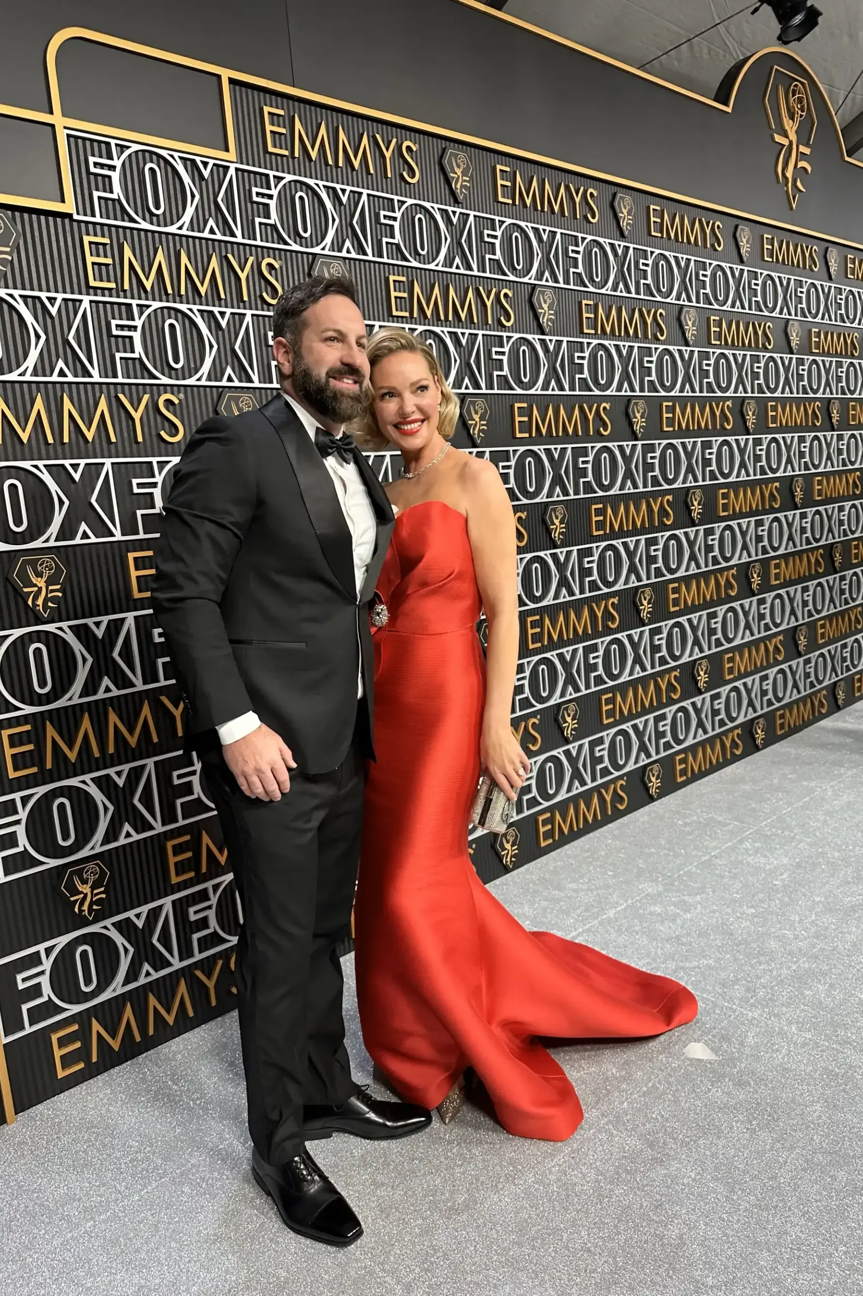 Katherine Heigl and husband Josh Kelley on the red carpet at the 75th Emmy Awards